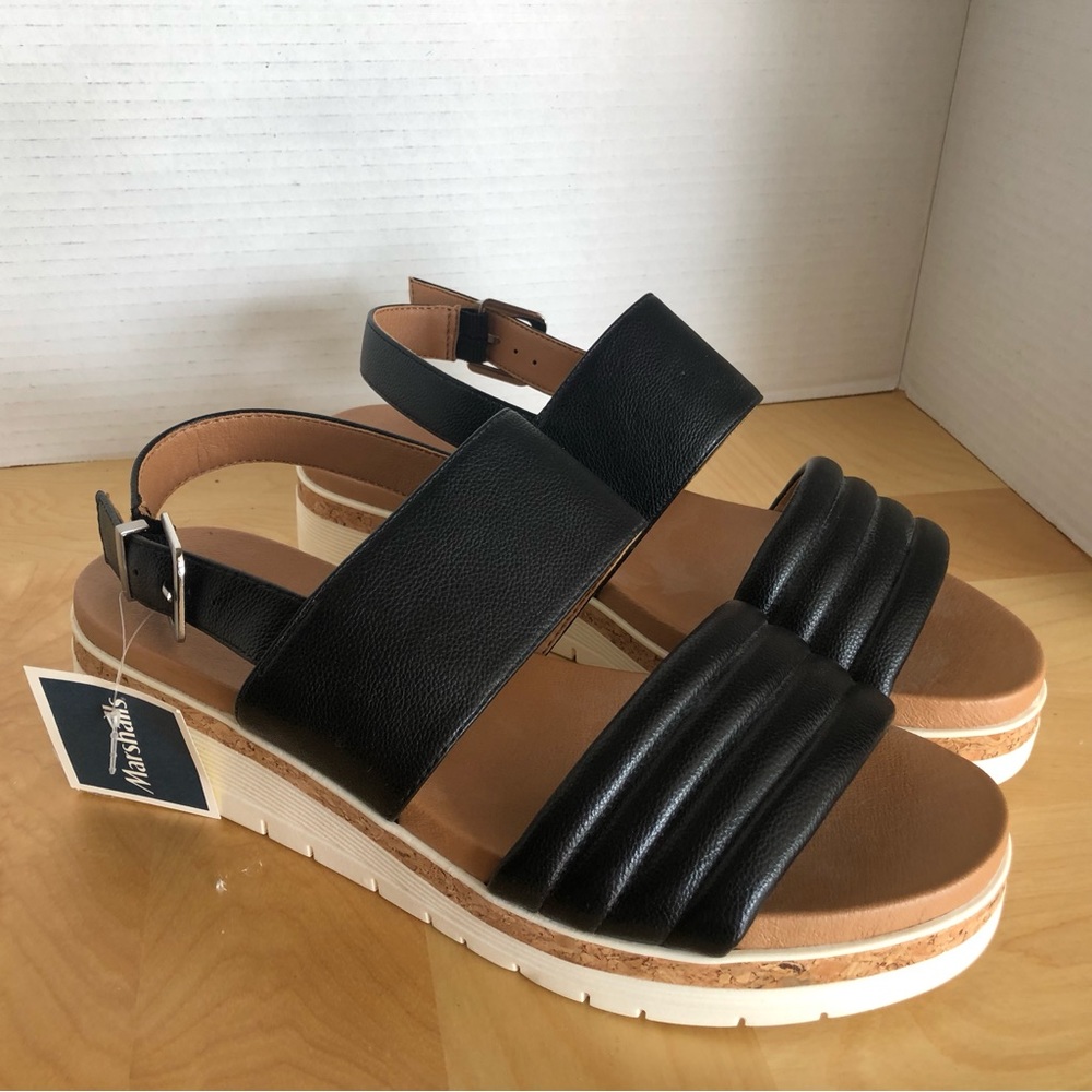 Adrienne Vittadini NEW Parlan black wedge sport sandals comfortable